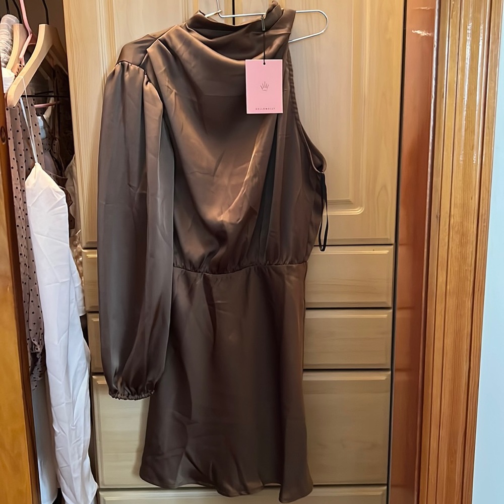 Satin brown medium dress from hello molly